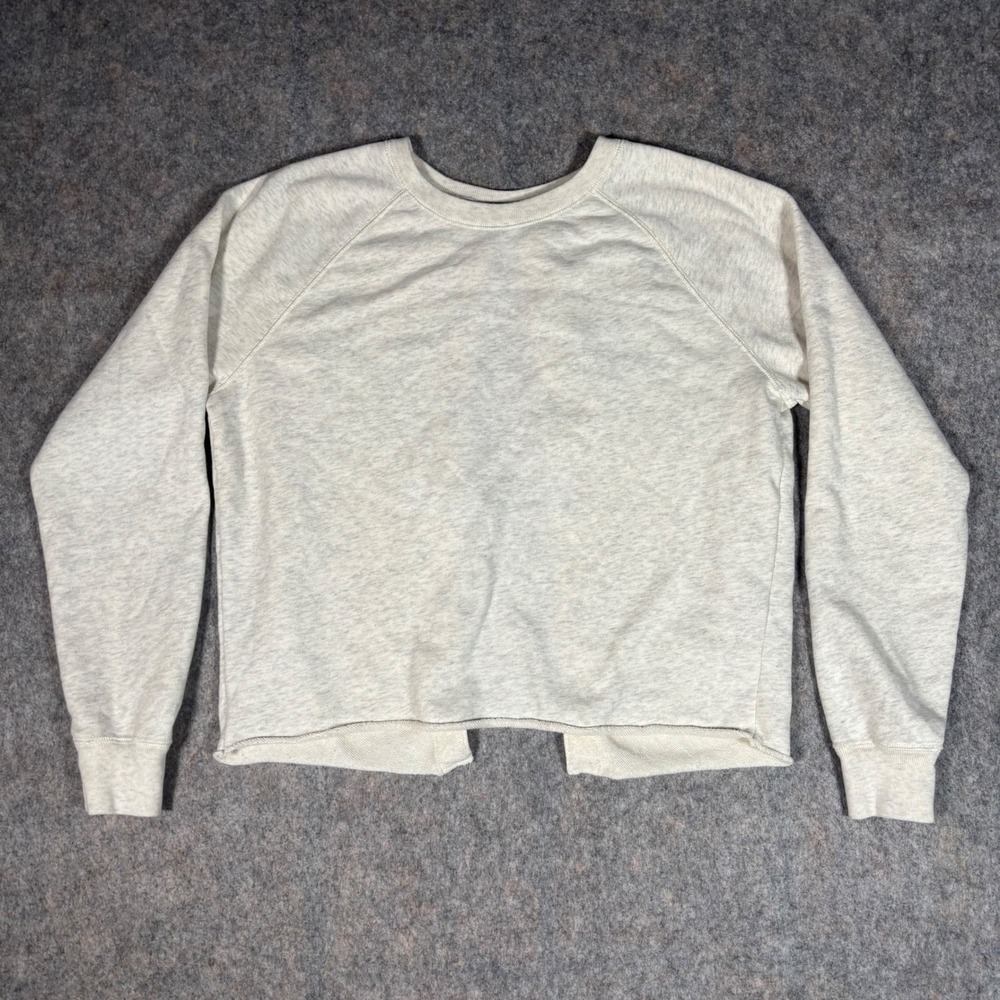 Abercrombie & Fitch Back Tie Sweater Shirt Beige‎ Y2K Top Missing Drawstring VTG